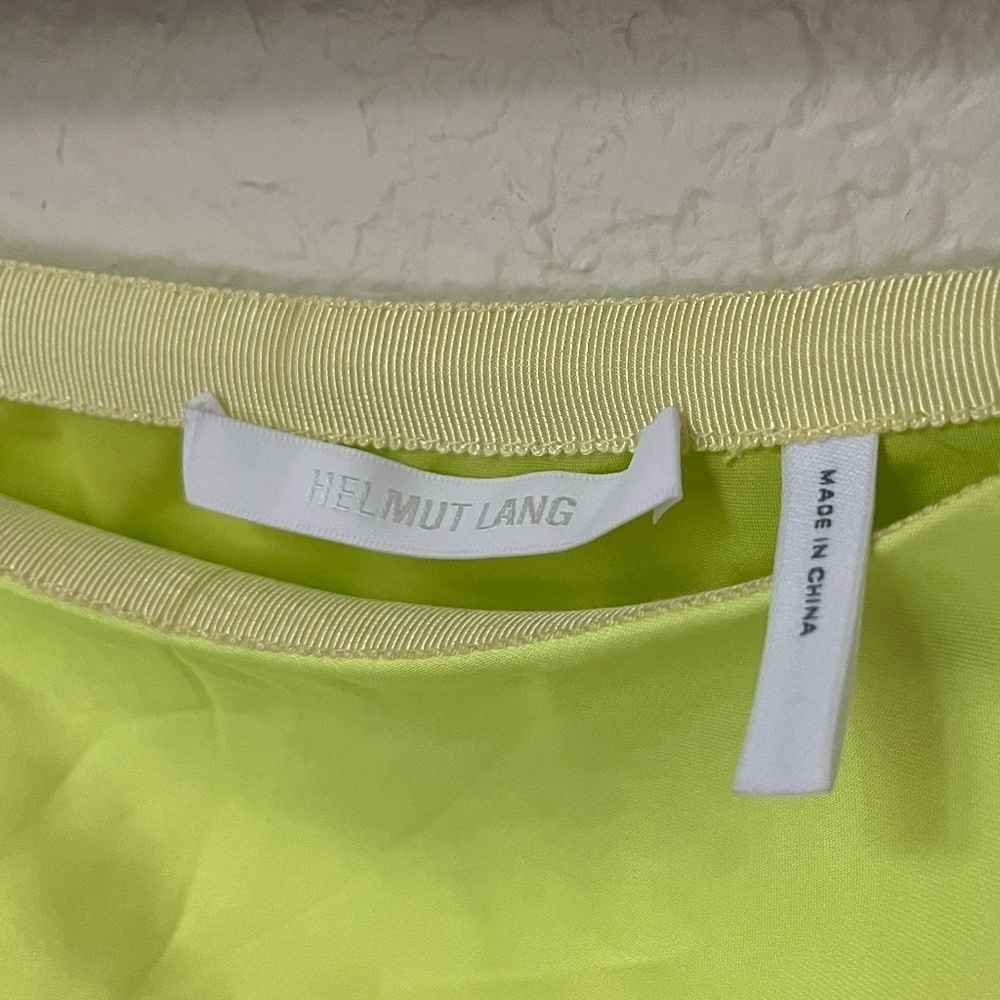 HELMUT LANG | LUXURY ASYMMETRIC WO GRUNGE/MODERN SATIN SKIRT NEON YELLOW | SIZE0 - Picture 8 of 12